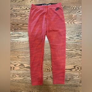 Nike Women’s M Red striped Athletic Leggings with Just Do It Black Waistband